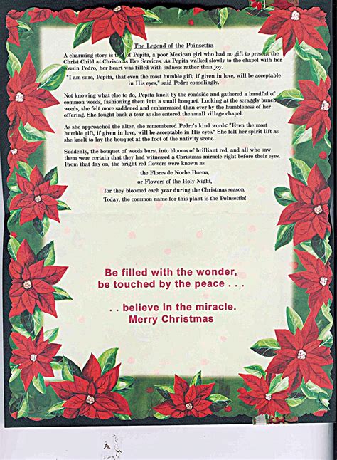 Free Printable The Legend Of The Poinsettia Printable Story